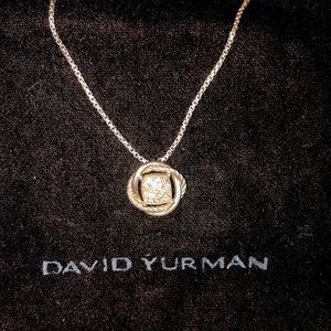 David Yurman, 16-17 inch necklace, silver and diamonds